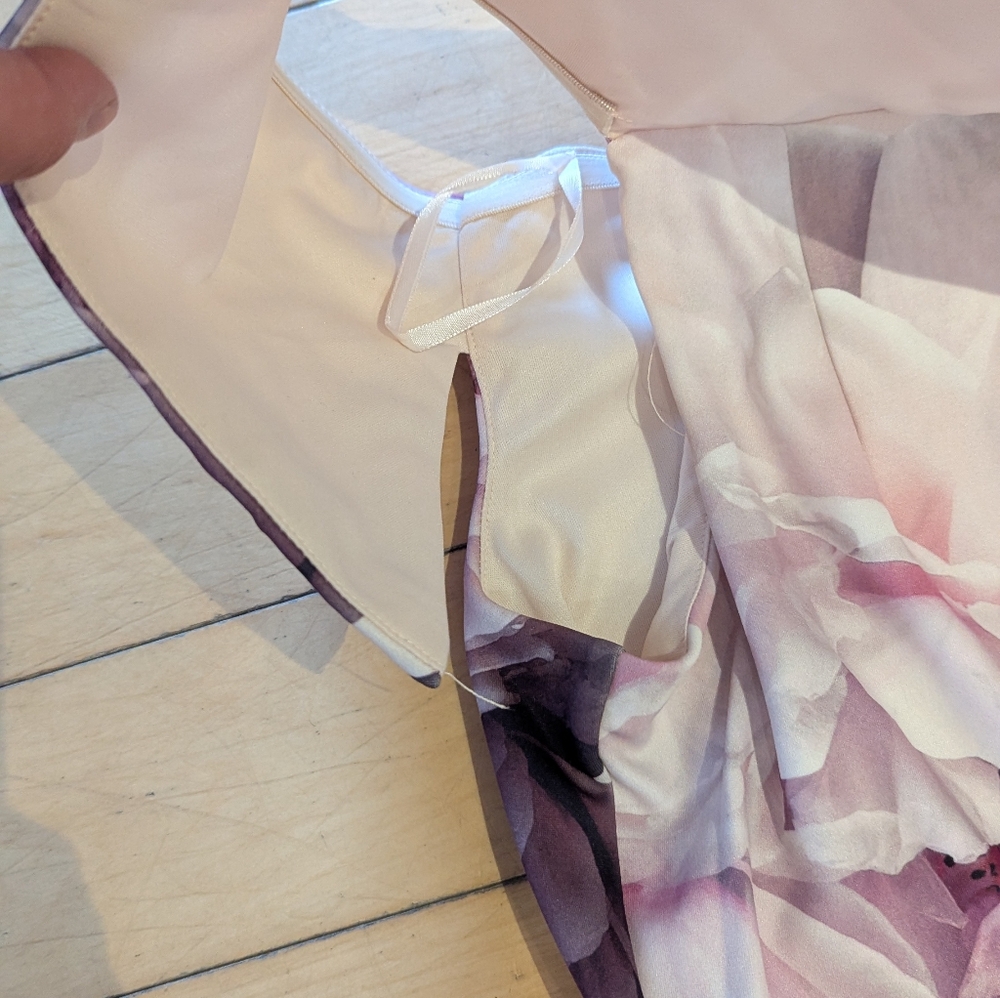 Floral Pink Knit Crepe Off-Shoulder Dress By Le Château - Picture 3 of 8